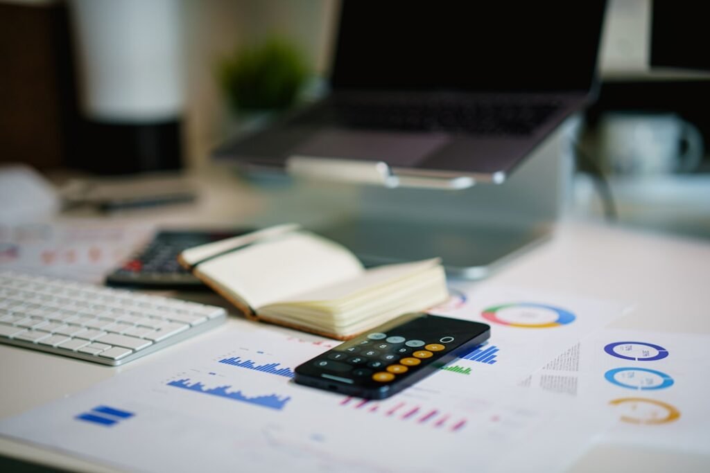 Financial and performance data being reviewed on screen