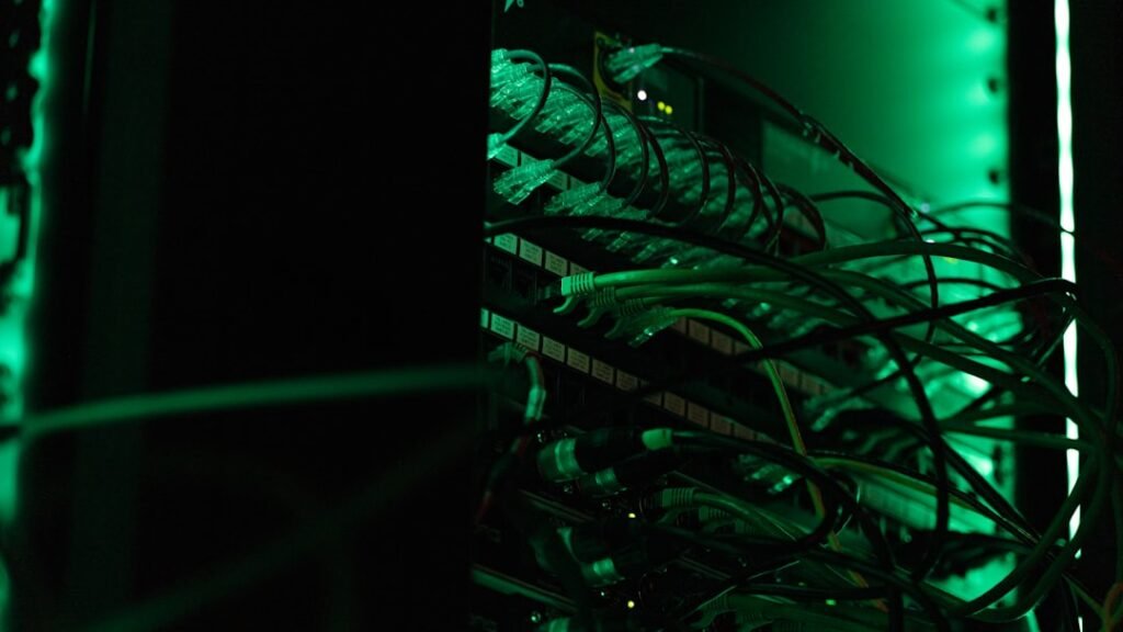 Close-up of legacy rack-mounted server hardware